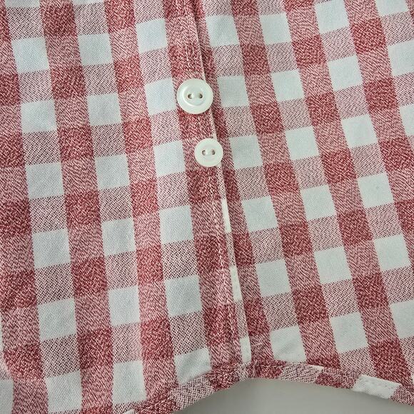 J. Crew Jaspe Cotton Shirt Men M Slim Fit Red White Gingham Check Long Sleeve - Picture 13 of 13